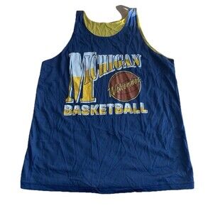 VTG 90s Michigan Wolverines Basketball Jersey Dodger Screen Print Reversible XXL